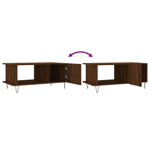 Sofabord 90x50x40 cm konstrueret træ brun egetræsfarve