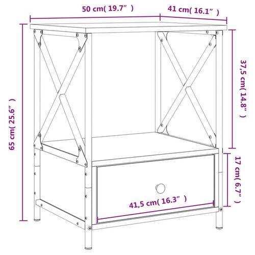 Sengebord 50x41x65 cm konstrueret træ sonoma-eg