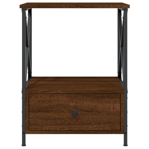 Sengebord 50x41x65 cm konstrueret træ brun egetræsfarve