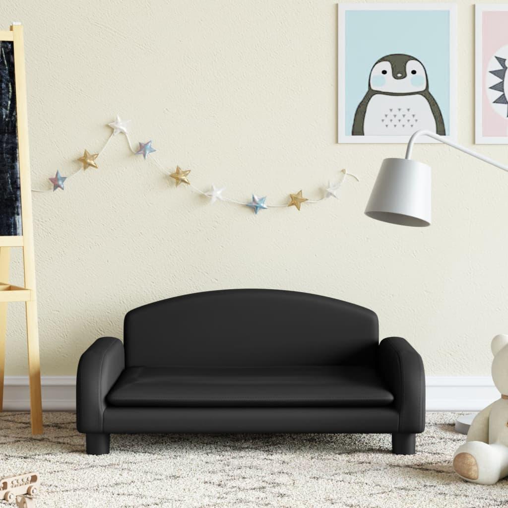 Sofa til børn 70x45x30 cm kunstlæder sort