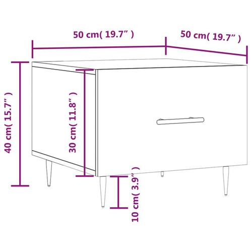 Sofabord 50x50x40 cm konstrueret træ røget egetræsfarve