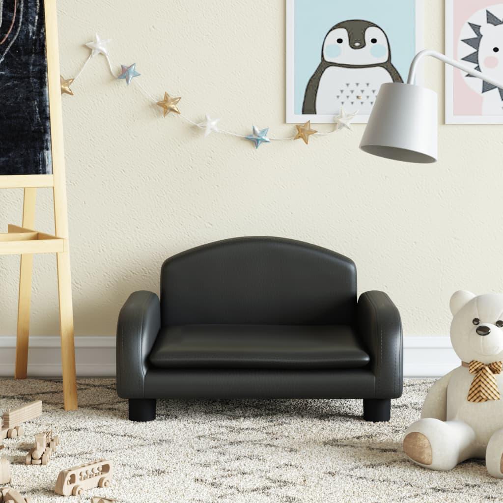 Sofa til børn 50x40x30 cm kunstlæder sort