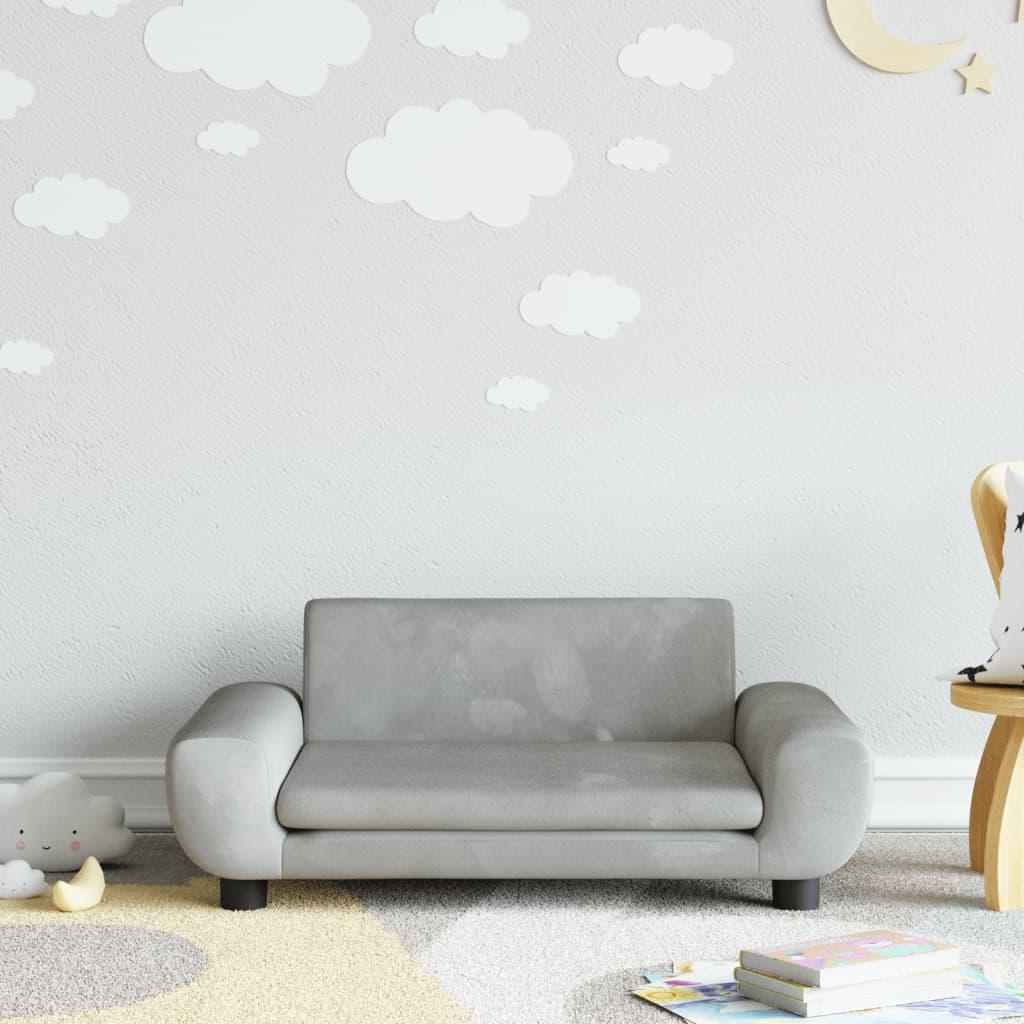 Sofa til børn 70x45x33 cm velour lysegrå