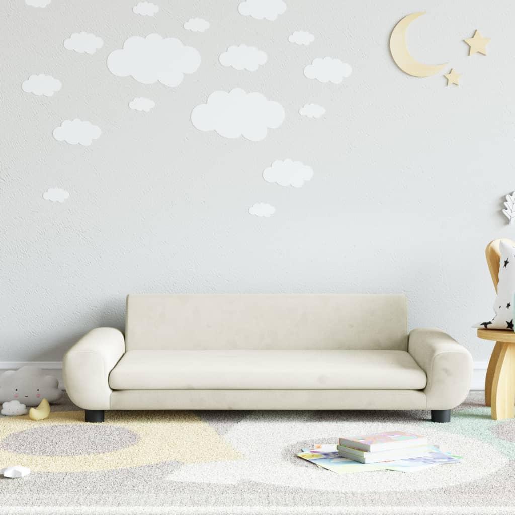 Sofa til børn 100x54x33 cm velour cremefarvet
