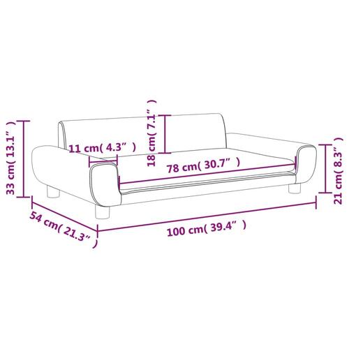 Sofa til børn 100x54x33 cm velour sort