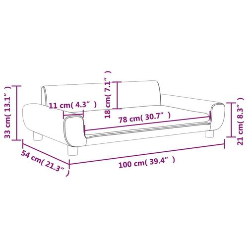 Sofa til børn 100x54x33 cm velour blå
