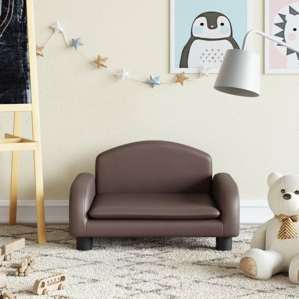 Sofa til børn 50x40x30 cm kunstlæder brun