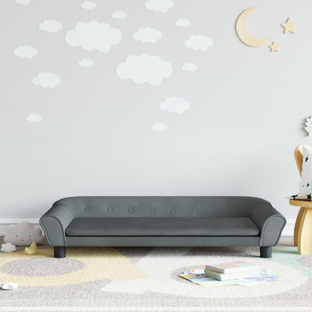 Sofa til børn 100x50x26 cm velour mørkegrå