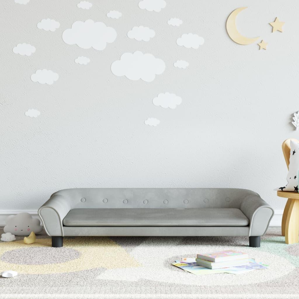Sofa til børn 100x50x26 cm velour lysegrå