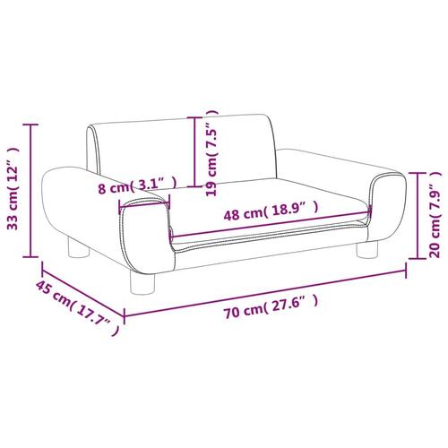 Sofa til børn 70x45x33 cm velour lyserød