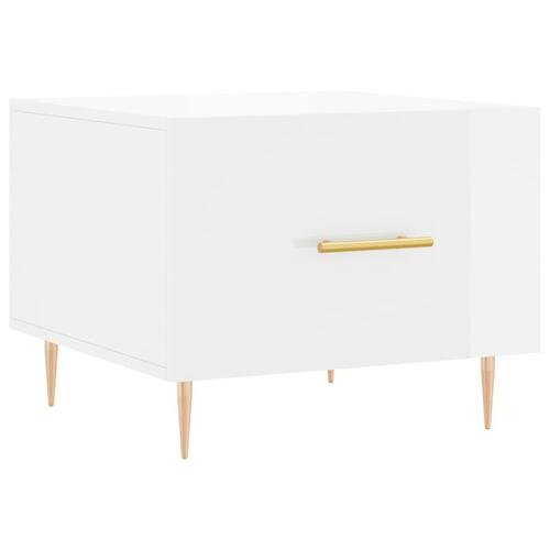Sofabord 50x50x40 cm konstrueret træ hvid højglans