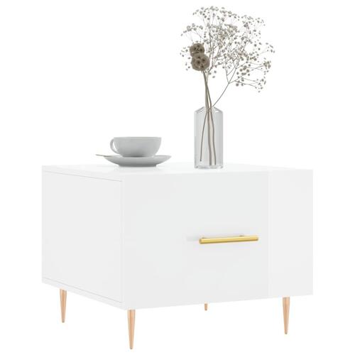 Sofabord 50x50x40 cm konstrueret træ hvid højglans