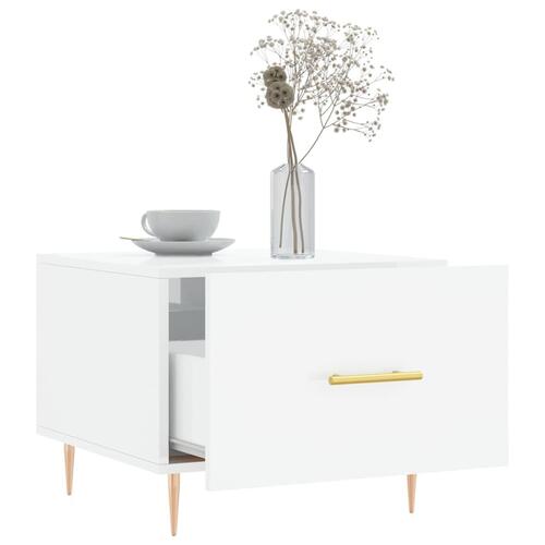 Sofabord 50x50x40 cm konstrueret træ hvid højglans