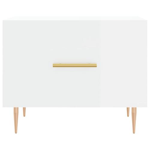 Sofabord 50x50x40 cm konstrueret træ hvid højglans