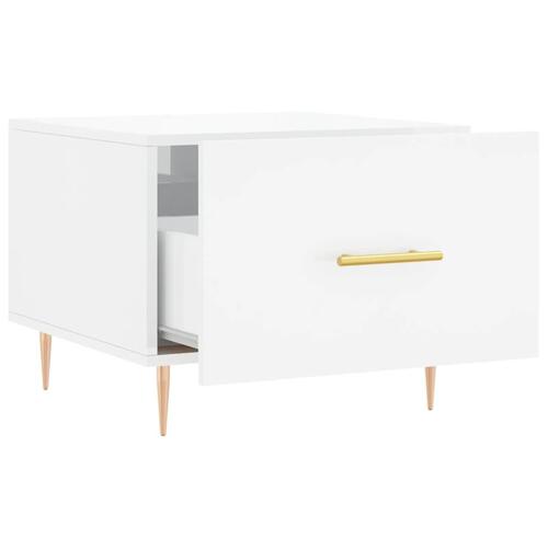 Sofabord 50x50x40 cm konstrueret træ hvid højglans