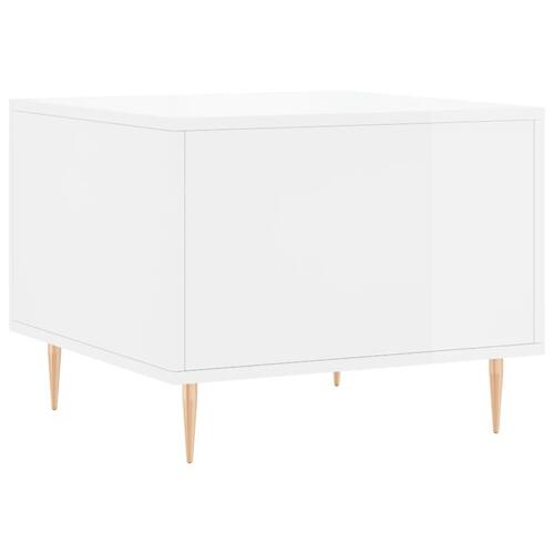 Sofabord 50x50x40 cm konstrueret træ hvid højglans