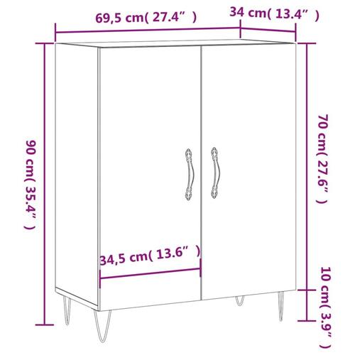 Skænk 69,5x34x90 cm konstrueret træ røget egetræsfarve