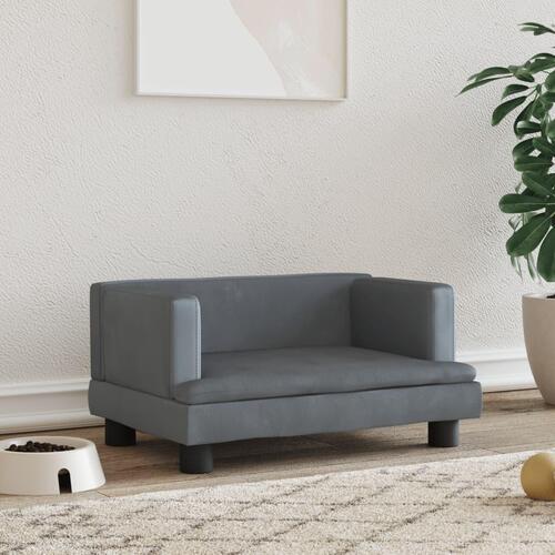 Hundeseng 60x40x30 cm velour mørkegrå