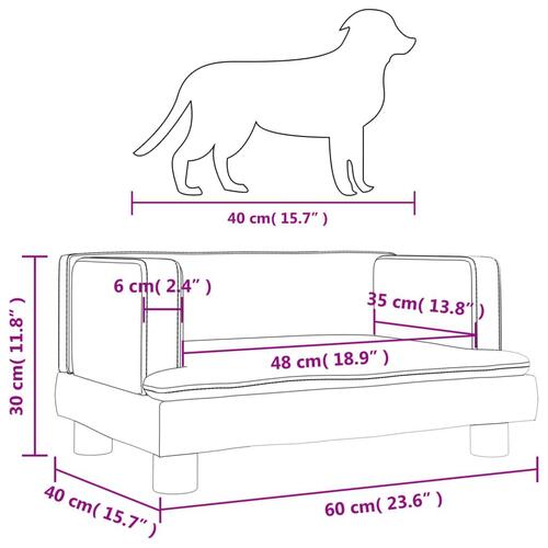 Hundeseng 60x40x30 cm velour sort