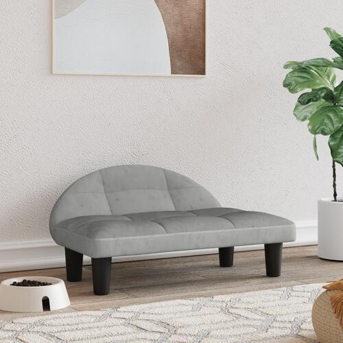 Hundeseng 70x52x30 cm velour lysegrå