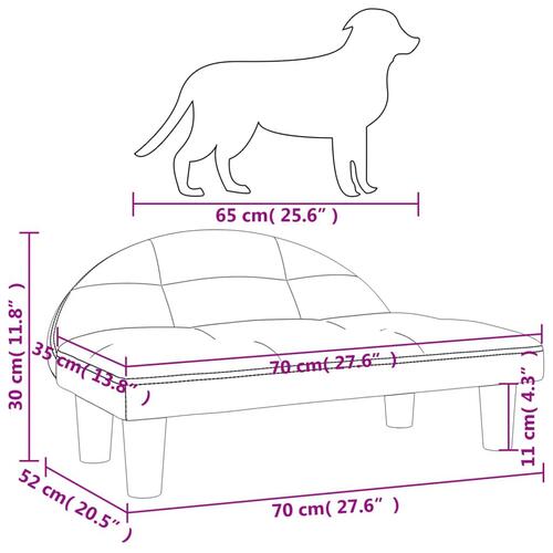 Hundeseng 70x52x30 cm velour lysegrå