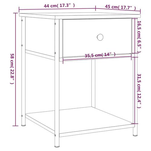 Sengeborde 2 stk. 44x45x58 cm røget egetræsfarve