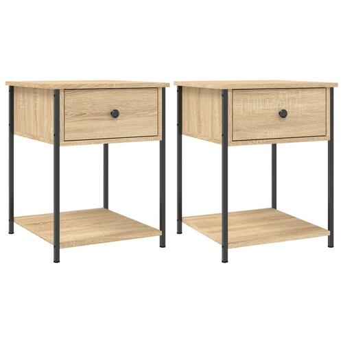 Sengeborde 2 stk. 44x45x58 cm konstrueret træ sonoma-eg