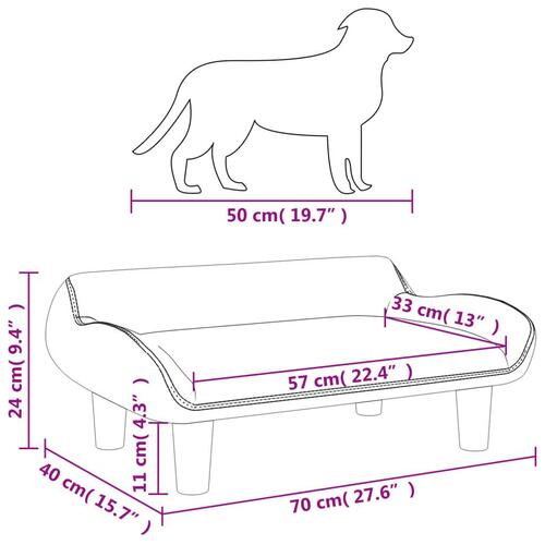 Hundeseng 70x40x24 cm velour mørkegrå