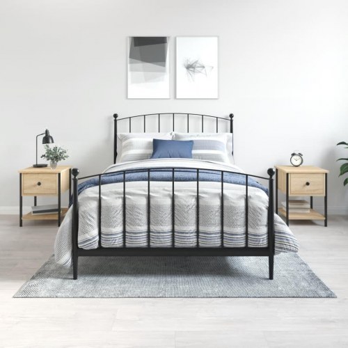 Sengeborde 2 stk. - 34×35,5×45 cm i sonoma-eg, konstrueret træ med metalstel