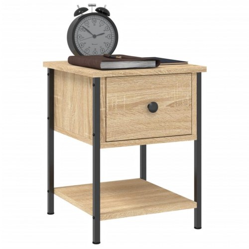 Sengeborde 2 stk. - 34×35,5×45 cm i sonoma-eg, konstrueret træ med metalstel