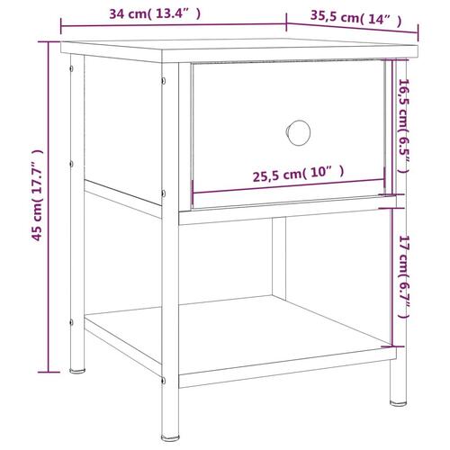 Sengeborde 2 stk. 34x35,5x45 cm konstrueret træ sonoma-eg