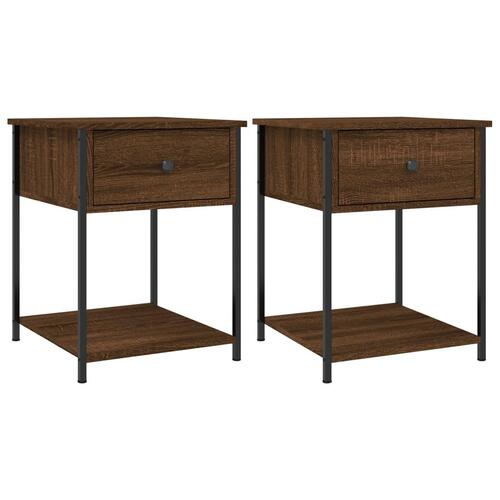 Sengeborde 2 stk. 44x45x58 cm røget egetræsfarve
