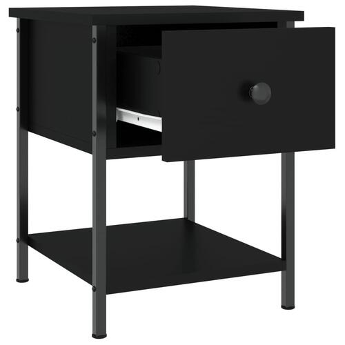 Sengeborde 2 stk. 34x35,5x45 cm konstrueret træ sort