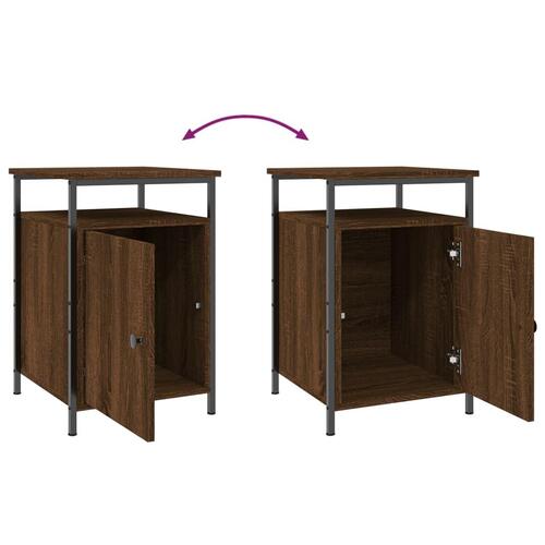 Sengeborde 2 stk. 40x42x60 cm konstrueret træ brunt egetræ