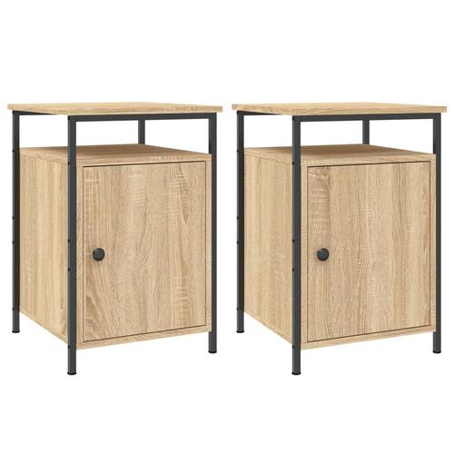 Sengeborde 2 stk. 40x42x60 cm konstrueret træ sonoma-eg