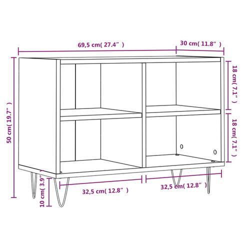 Tv-bord 69,5x30x50 cm konstrueret træ hvid