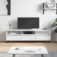 Tv-bord 150x30x44,5 cm konstrueret træ hvid højglans