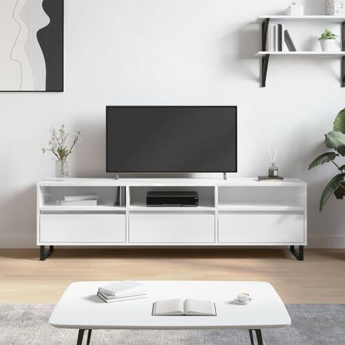 Tv-bord 150x30x44,5 cm konstrueret træ hvid højglans