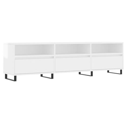 Tv-bord 150x30x44,5 cm konstrueret træ hvid højglans