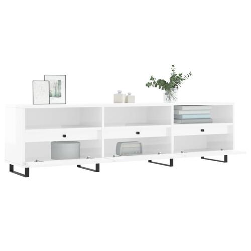 Tv-bord 150x30x44,5 cm konstrueret træ hvid højglans