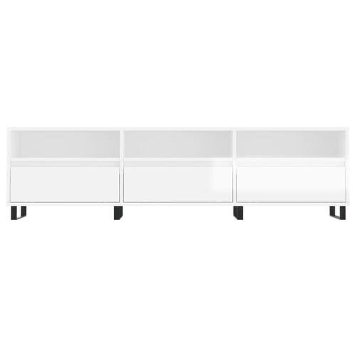 Tv-bord 150x30x44,5 cm konstrueret træ hvid højglans