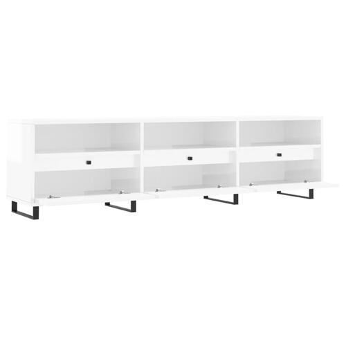Tv-bord 150x30x44,5 cm konstrueret træ hvid højglans