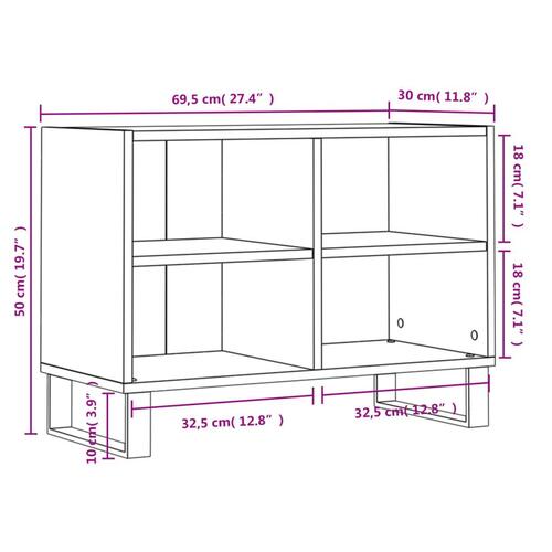 Tv-bord 69,5x30x50 cm konstrueret træ sort