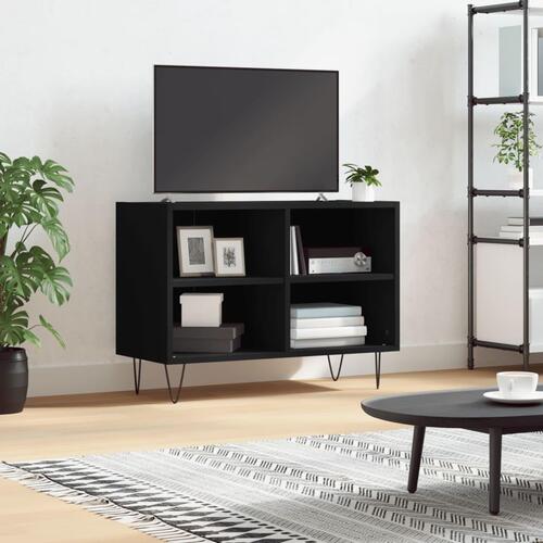 Tv-bord 69,5x30x50 cm konstrueret træ sort