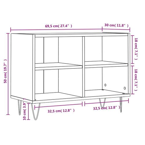 Tv-bord 69,5x30x50 cm konstrueret træ sort