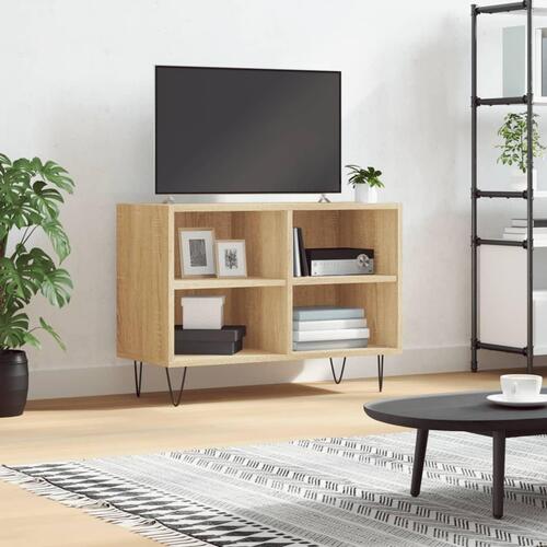 Tv-bord 69,5x30x50 cm konstrueret træ sonoma-eg