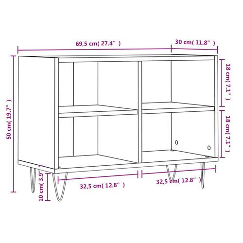 Tv-bord 69,5x30x50 cm konstrueret træ sonoma-eg