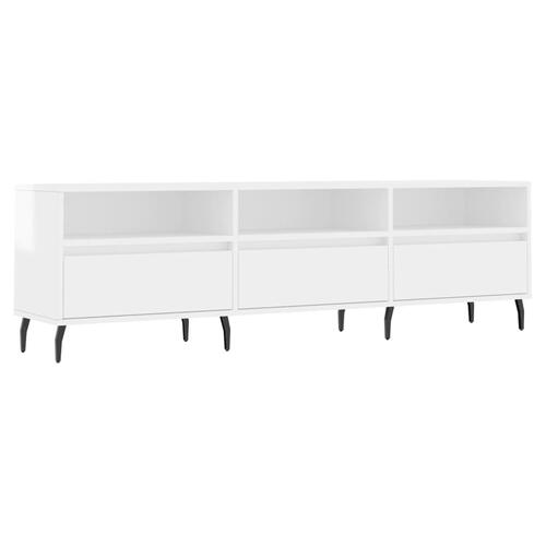 Tv-bord 150x30x44,5 cm konstrueret træ hvid højglans