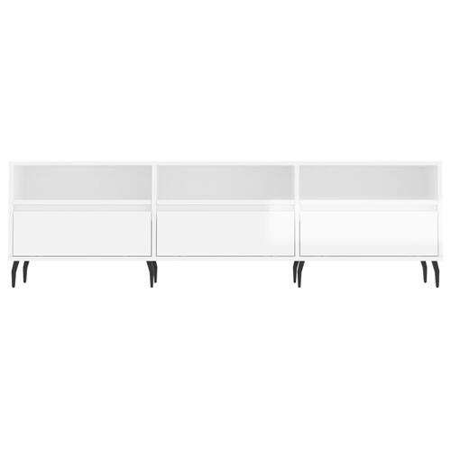Tv-bord 150x30x44,5 cm konstrueret træ hvid højglans