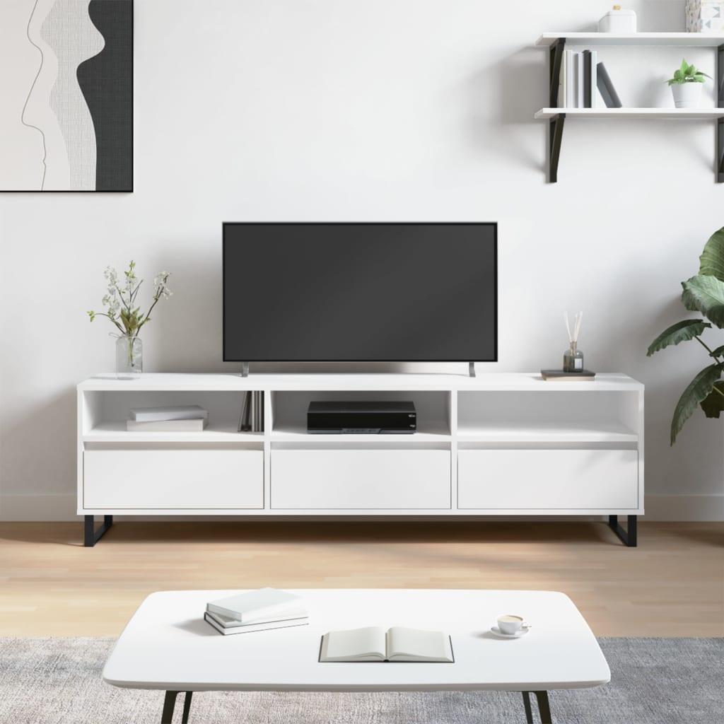 Tv-bord 150x30x44,5 cm konstrueret træ hvid